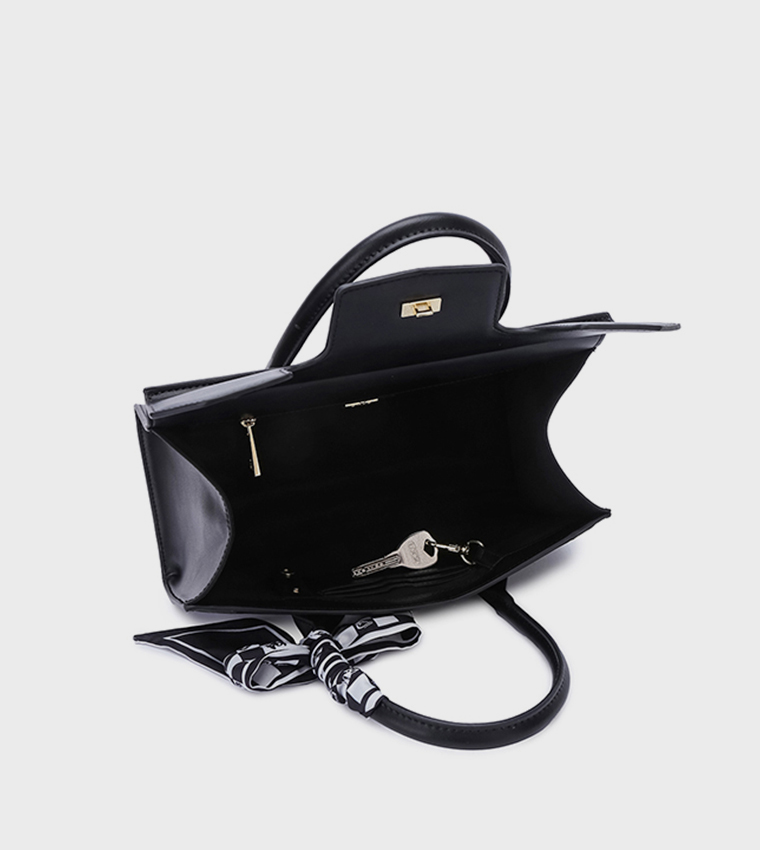 Scarf Detail Flap Satchel Bag