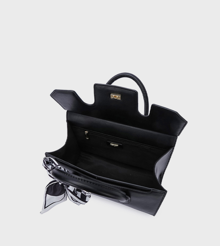 Scarf Detail Flap Satchel Bag