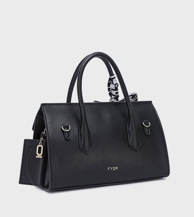 Scarf Detail Flap Satchel Bag