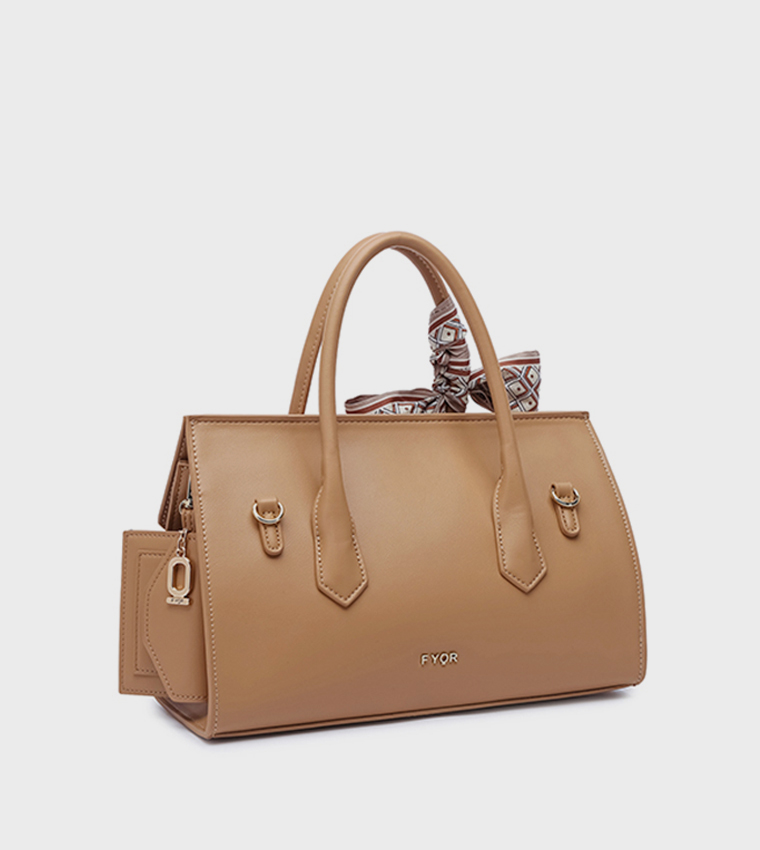 Scarf Detail Flap Satchel Bag