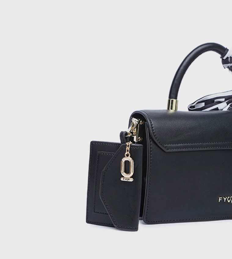 Scarf Detail Top-Handle Bag