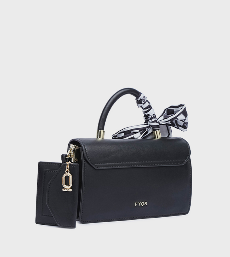 Scarf Detail Top-Handle Bag