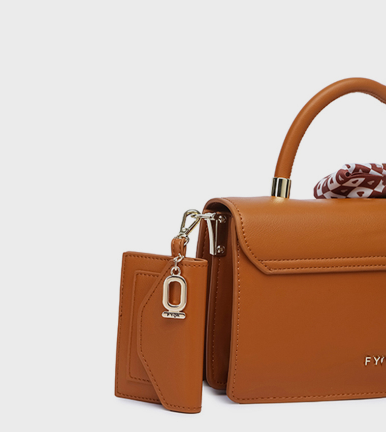 Scarf Detail Top-Handle Bag