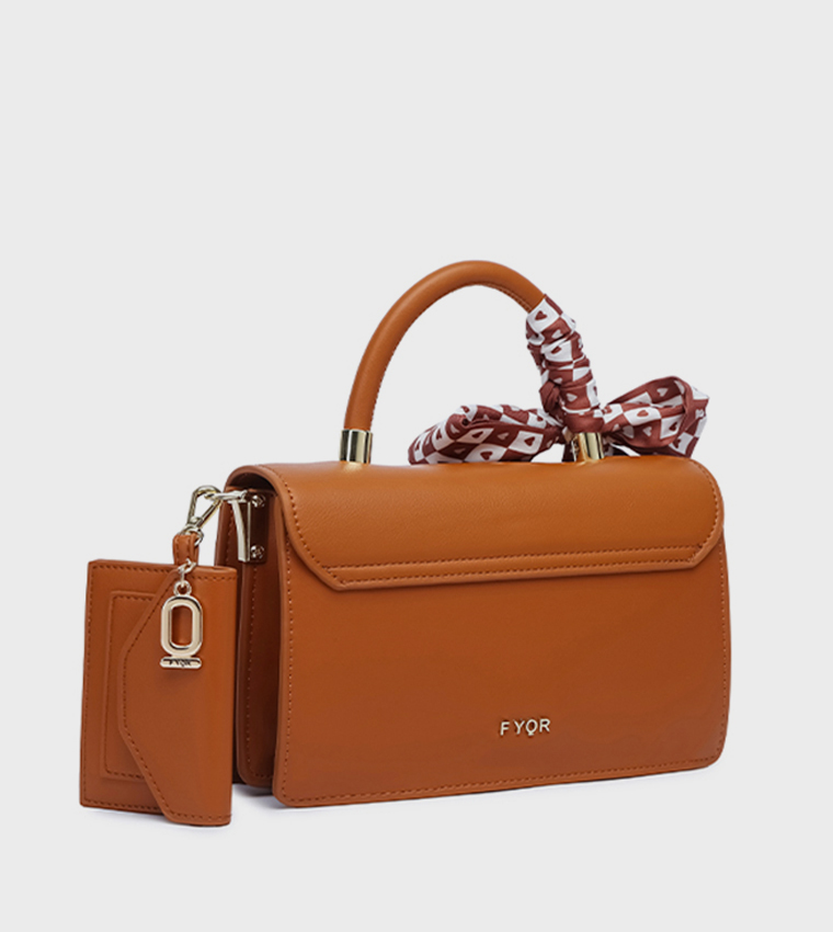 Scarf Detail Top-Handle Bag
