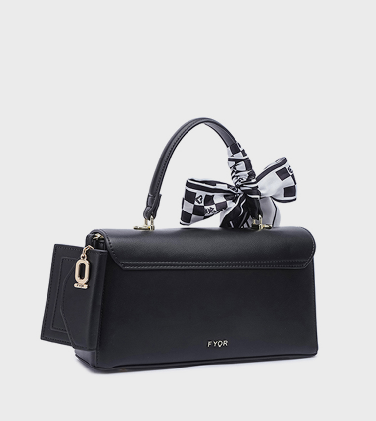 Scarf Detail Top-Handle Bag