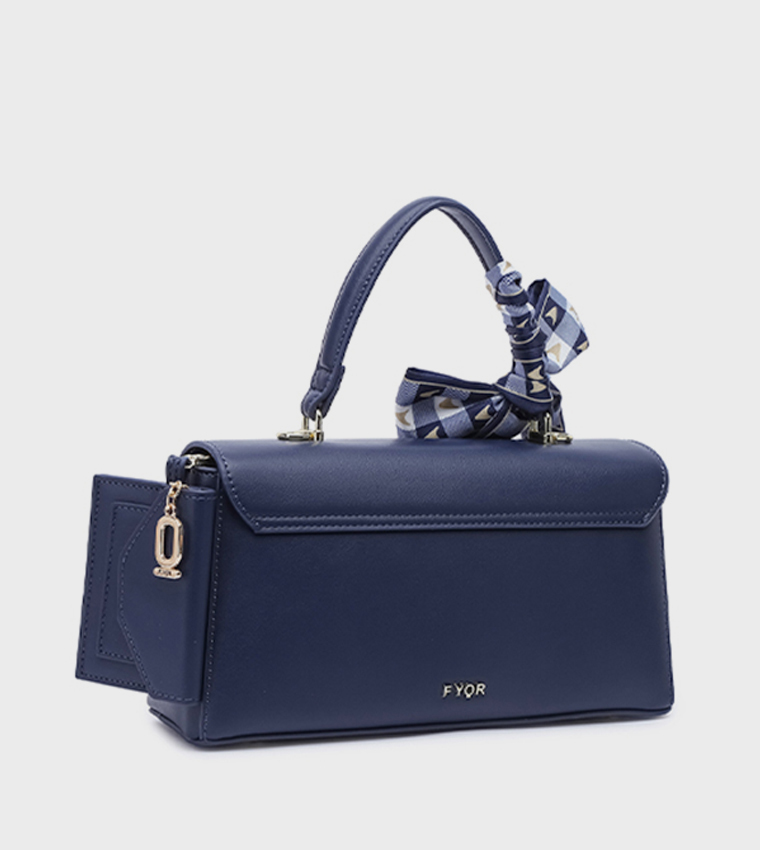 Scarf Detail Top-Handle Bag