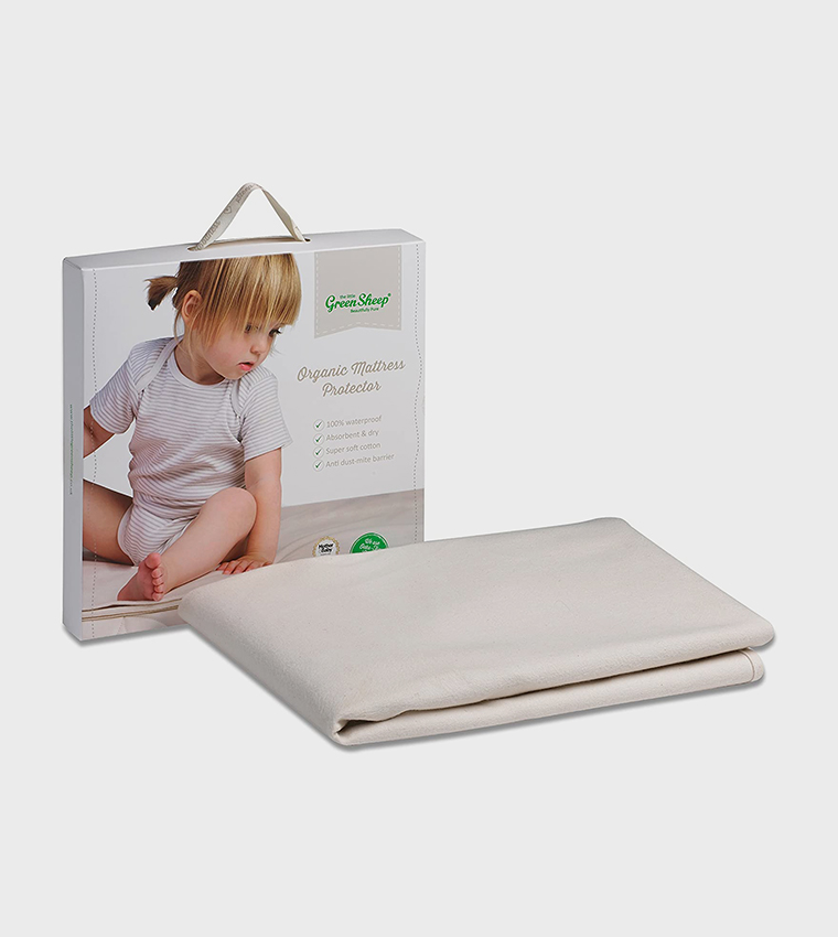 Organic Waterproof Cot Bed Mattress Protector - Natural, 120 L x W 60 cm