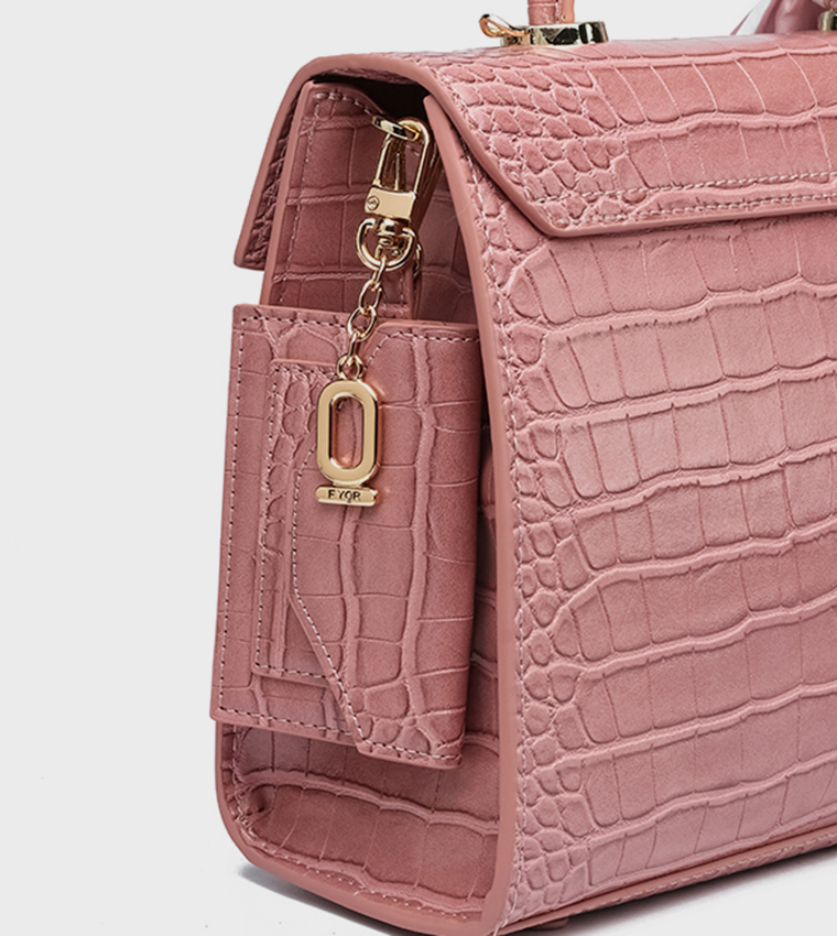 Textured Top Handle Bag with Coin Pouch