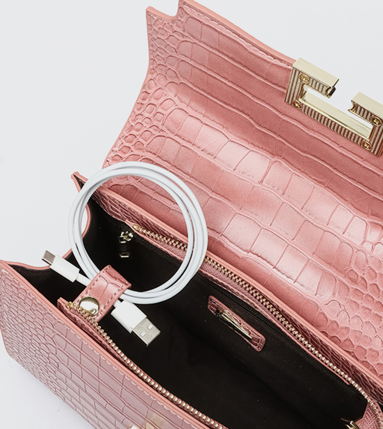 Textured Top Handle Bag with Coin Pouch