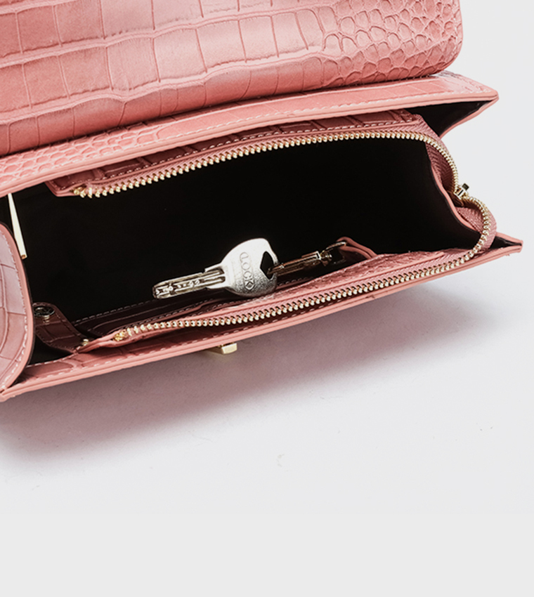 Textured Top Handle Bag with Coin Pouch