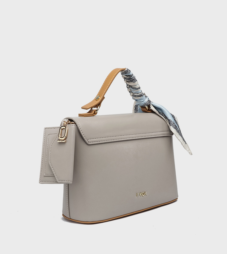 Solid Satchel Bag with Coin Pouch