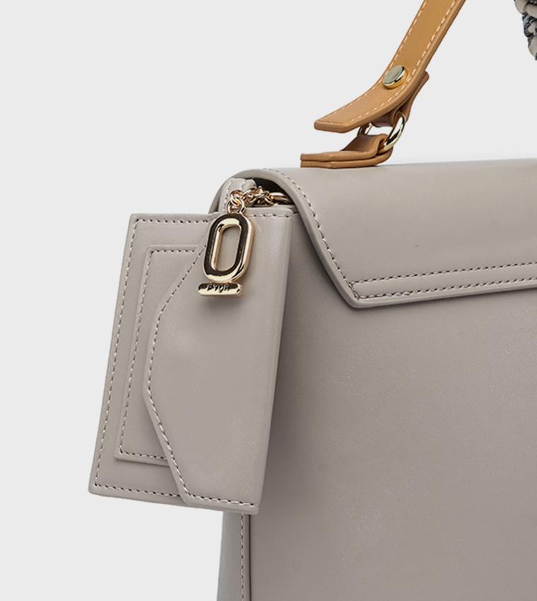 Solid Satchel Bag with Coin Pouch
