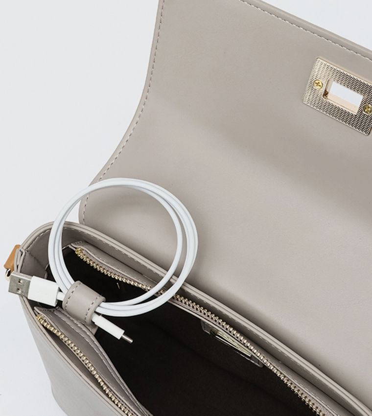 Solid Satchel Bag with Coin Pouch