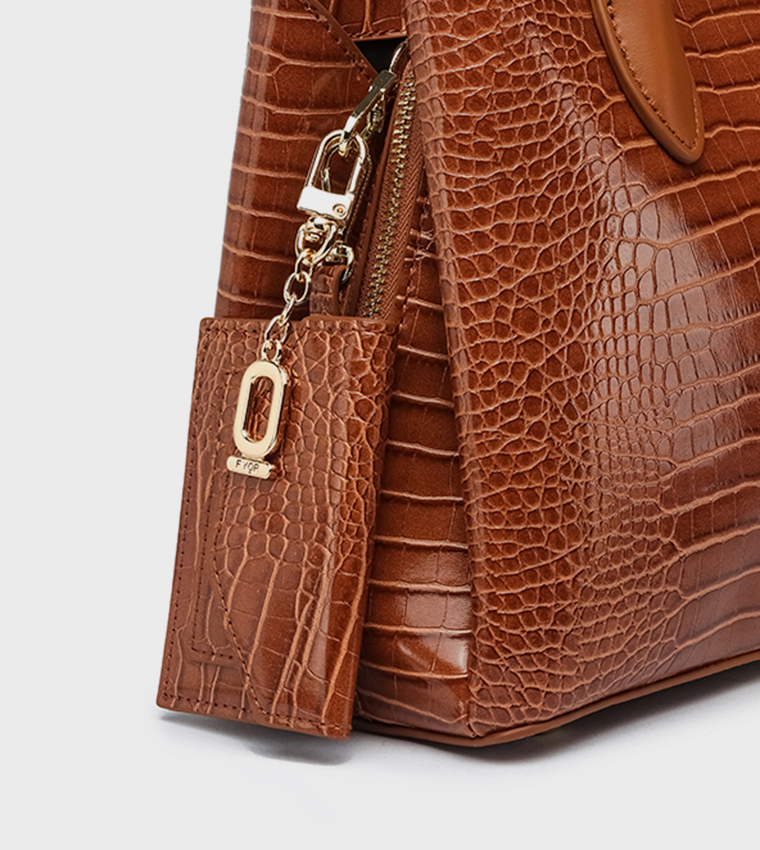 Textured Satchel Bag with Coin Pouch