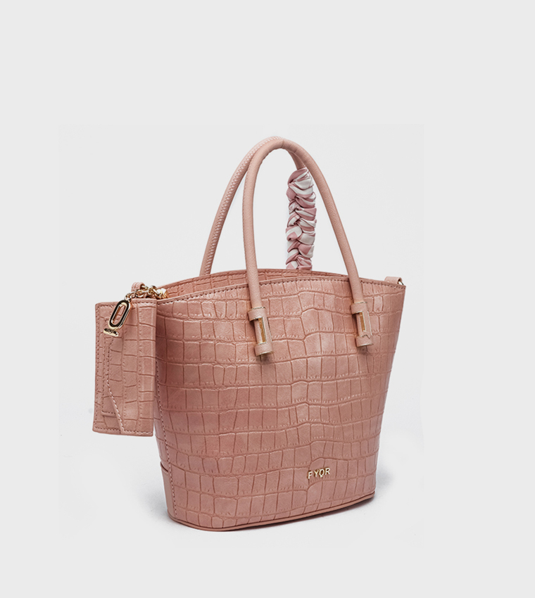 Textured Tote Bag with Coin Pouch