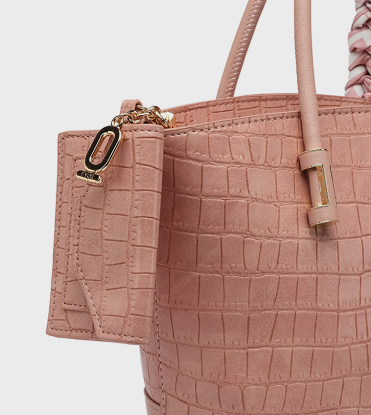 Textured Tote Bag with Coin Pouch