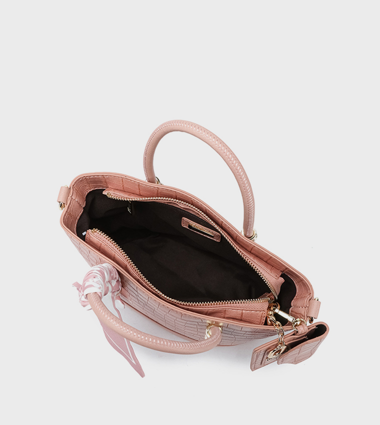 Textured Tote Bag with Coin Pouch