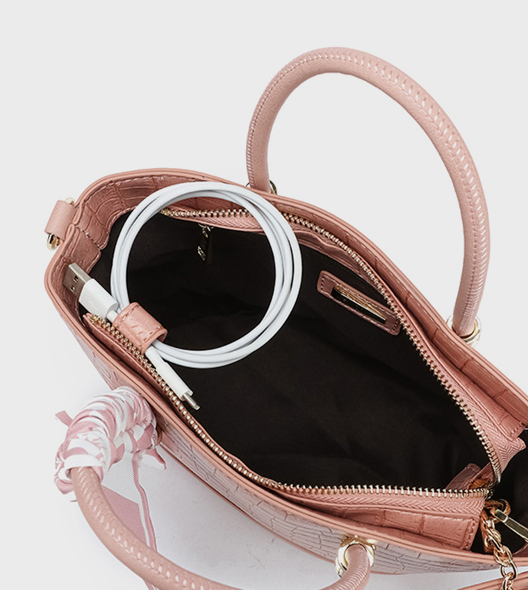 Textured Tote Bag with Coin Pouch