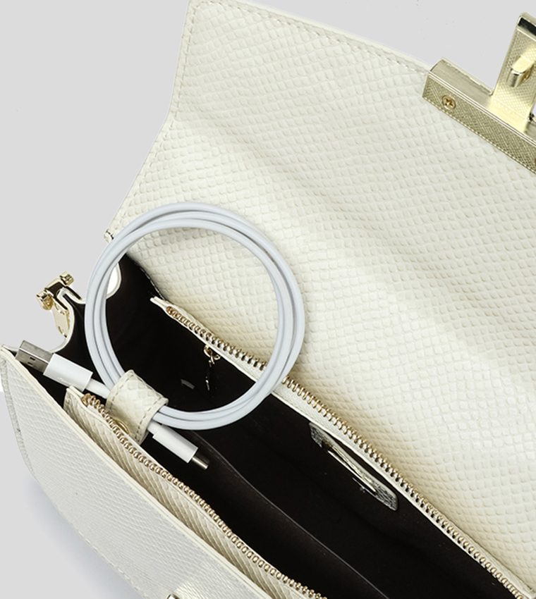 Textured Satchel Bag with Coin Pouch