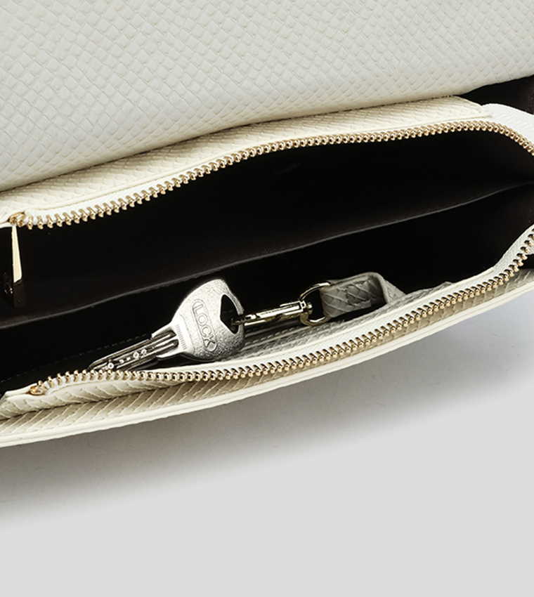 Textured Satchel Bag with Coin Pouch
