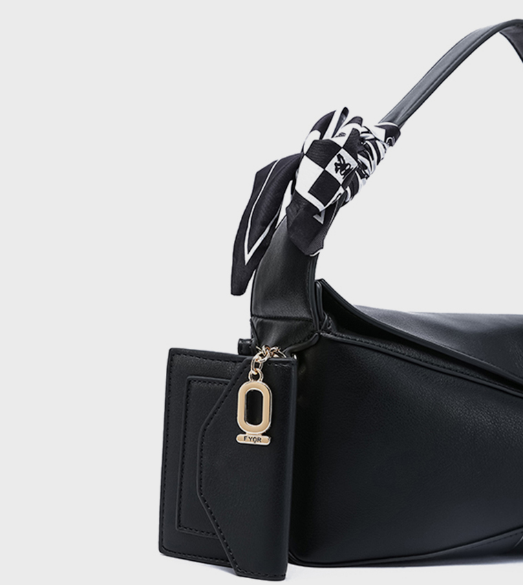 Solid Shoulder Bag with Coin Pouch