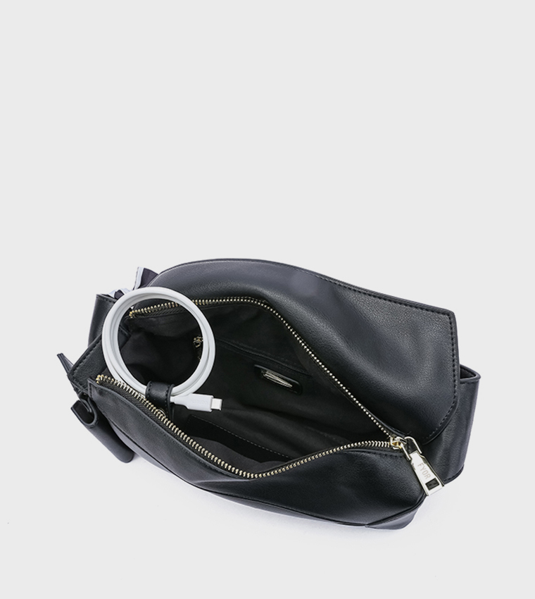 Solid Shoulder Bag with Coin Pouch