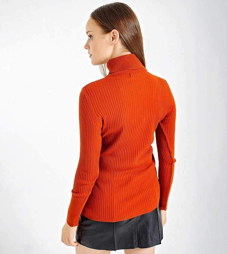 Orange ribbed outlet turtleneck