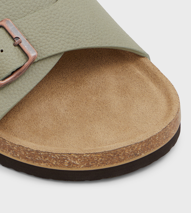 BELAGIO Textured Open Toe Flat Sandals