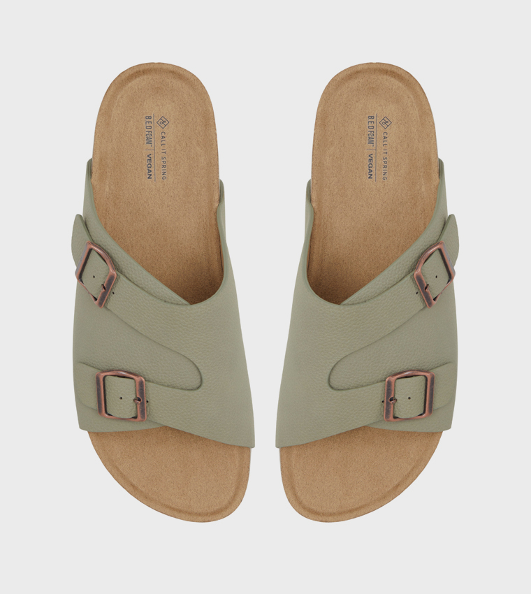 BELAGIO Textured Open Toe Flat Sandals