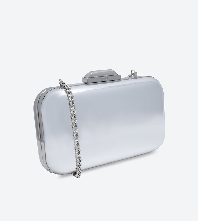 Hard Case Box Clutch - Silver