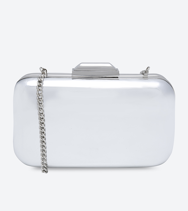 Hard Case Box Clutch - Silver