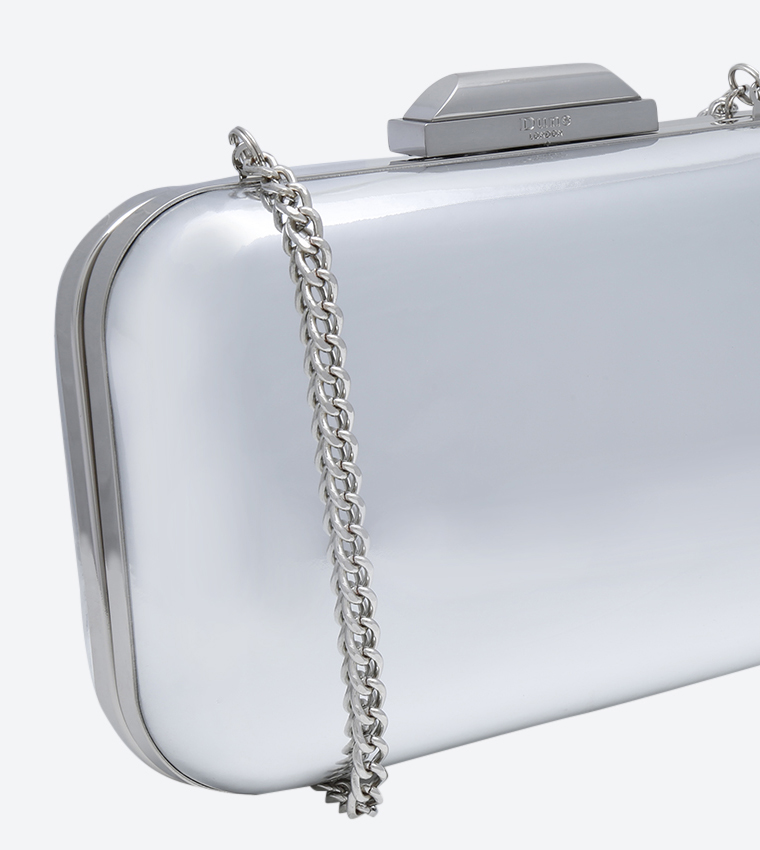 Hard Case Box Clutch - Silver