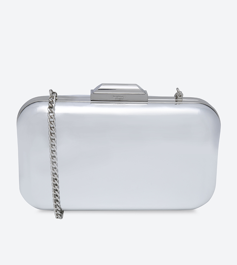 Hard Case Box Clutch - Silver