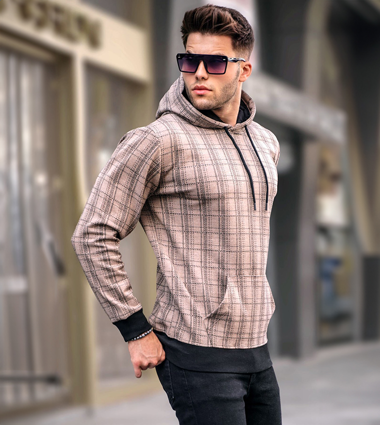 Plaid Long Sleeves Hoodie