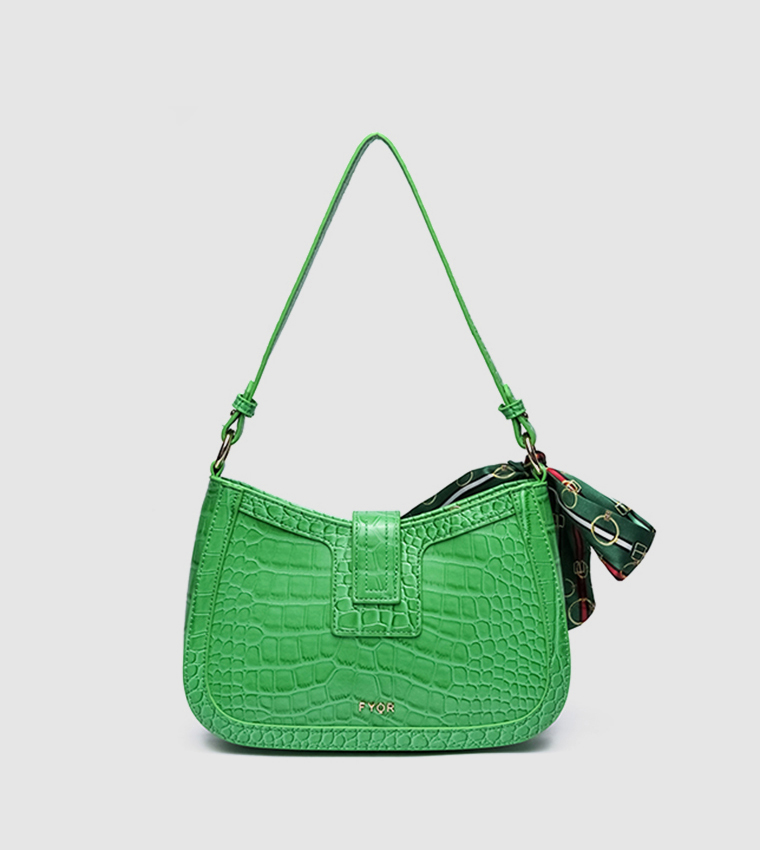 Croc Textured Shoulder Bag