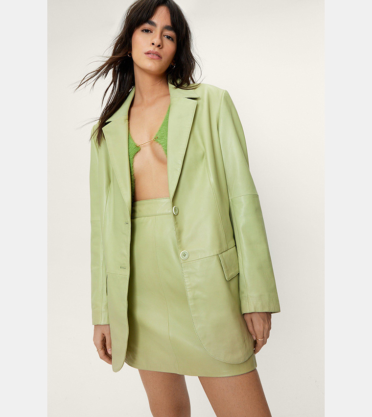 green emerald velvet dress Unique21® Blazer Dress, Luxe Stain Breasted Light Green Blazer Dress –  UNIQUE21 main image 0