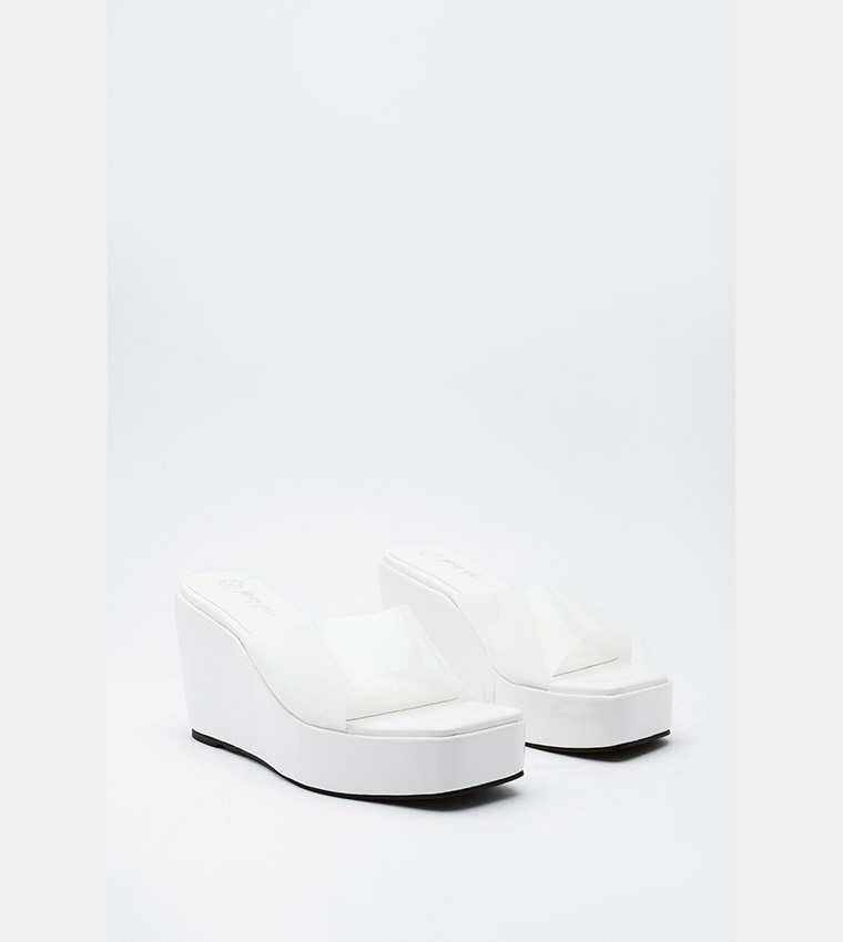 Buy Nasty Gal Jelly Strap Platform Wedge Sandals In White 6thStreet Saudi Arabia