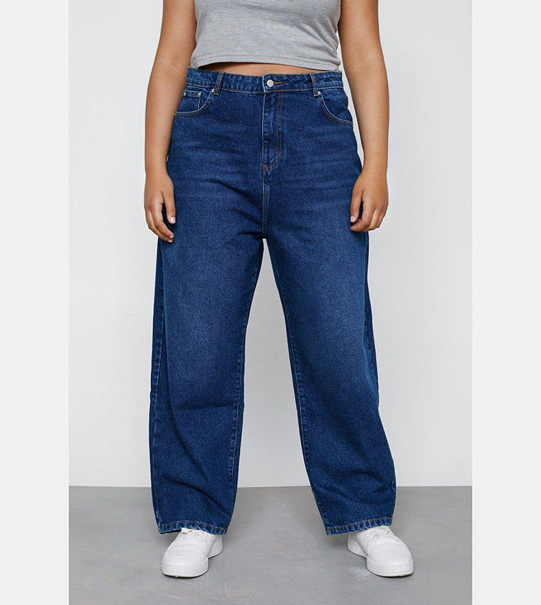Buy Nasty Gal High Rise Denim Mom Fit Jeans In Blue 6thStreet UAE
