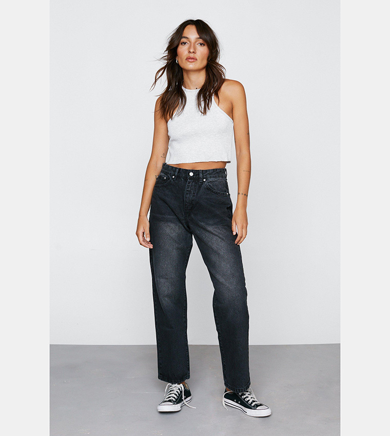 Black Boyfriend Jeans For Petite Shop Petite Washed Black Low Rise