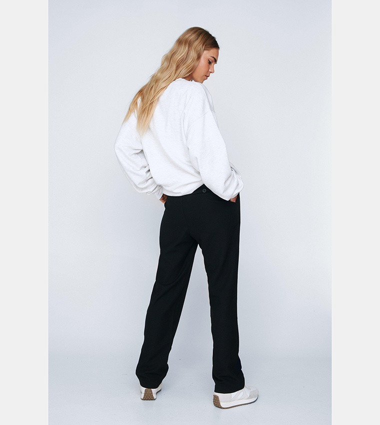 Buy Nasty Gal Tapered Pleated High Rise Smart Pants In Black