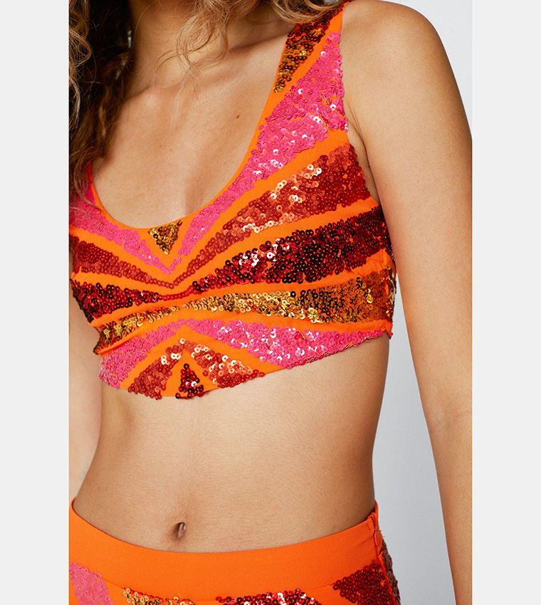 Sequin Color Block Bralet