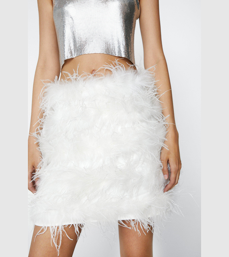 Ivory feather skirt sale