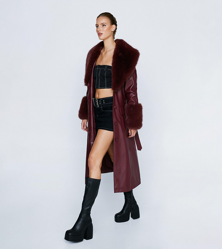 Nasty Gal Go With The Faux Leather Relaxed Shirt shops in Chocolate Brown