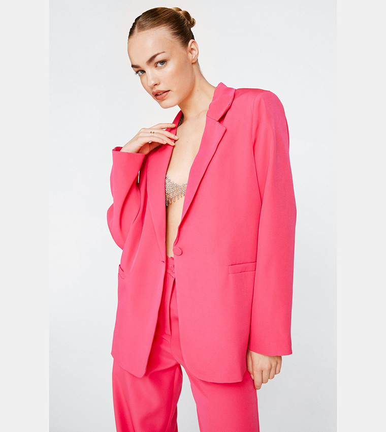 nasty gal pink blazer dress Hot Pink Tailored Cropped Blazer