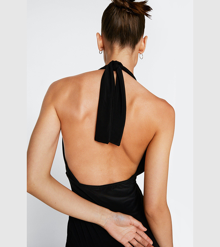 Buy Nasty Gal Slinky Ruche Front Halter Neck Mini Dress In Black |  6thstreet Qatar