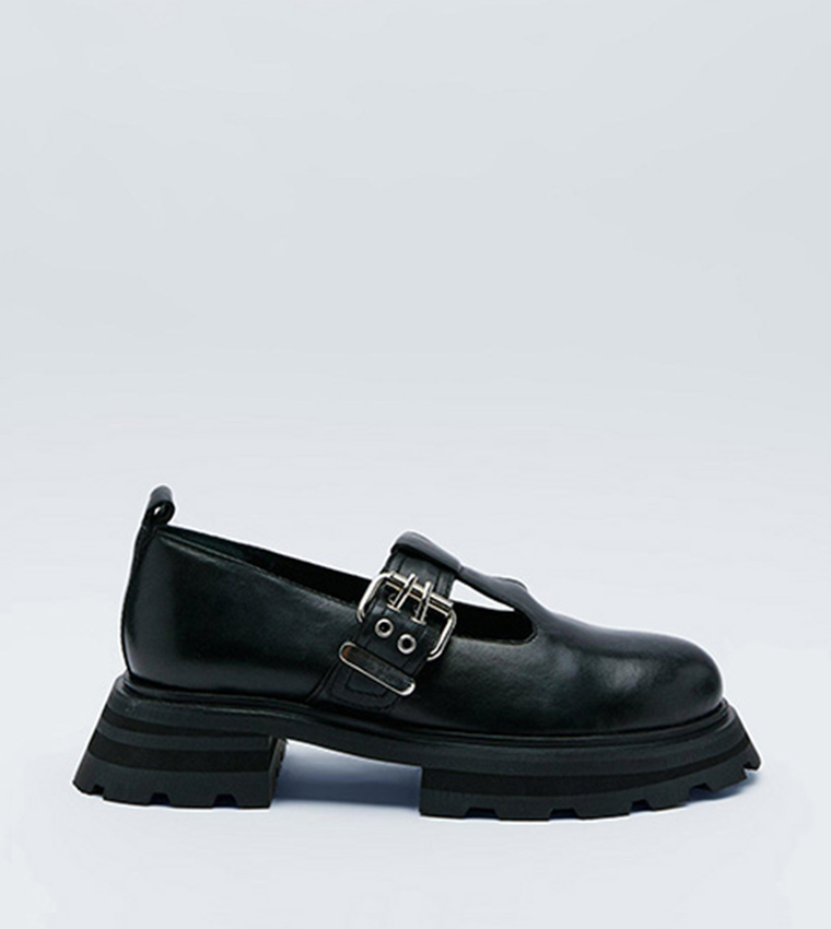 Buy Nasty Gal Real Leather Chunky Buckle Detail Mary Janes In