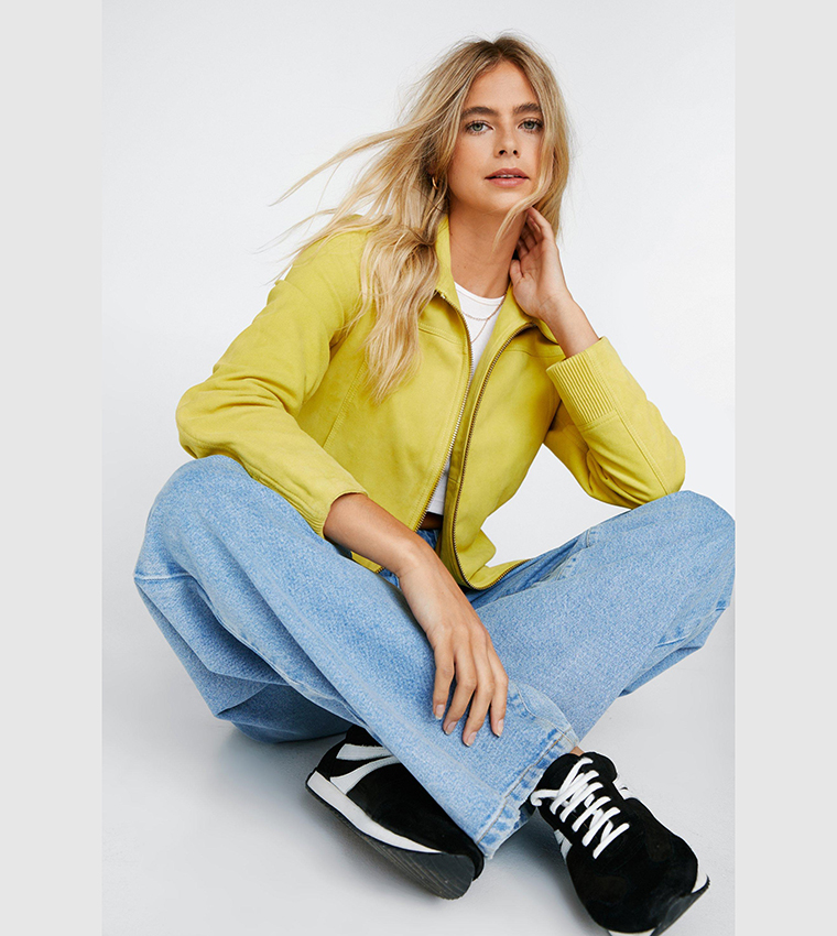 Zip Front Real Suede Jacket