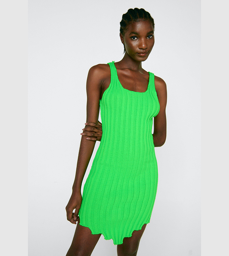 strapless open back dress Chic Season Mock Neck Cutout Ribbed Knit Mini Dress