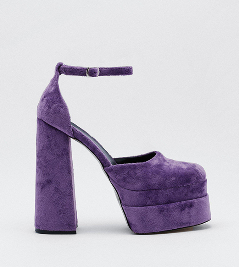 Buy Nasty Gal Double Crushed Velvet Platform Sandals In Lilac | 6thStreet  Qatar