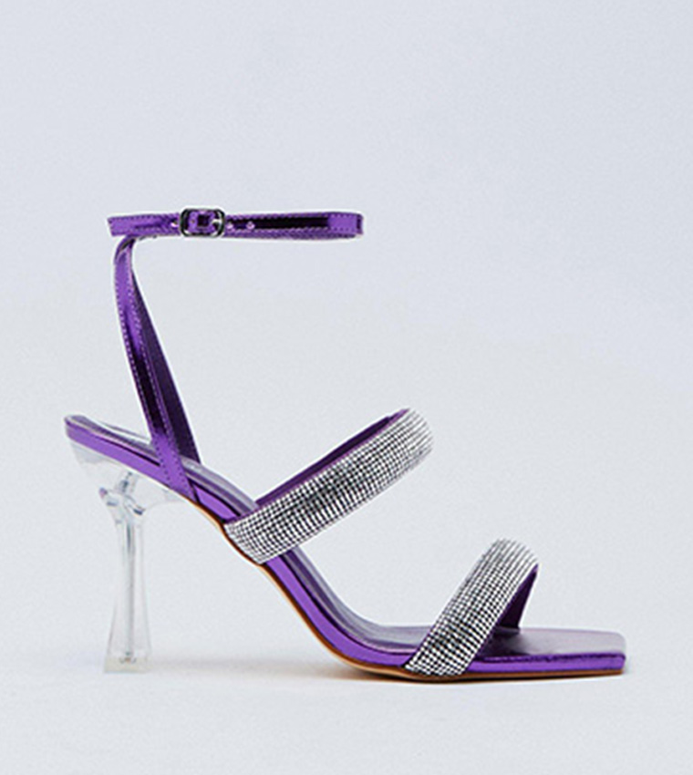 Purple store leather heels